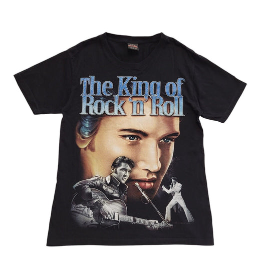 Rock@Tees Vintage 90's Elvis Presley T-Shirt Black Short Sleeve UK Men's Size M