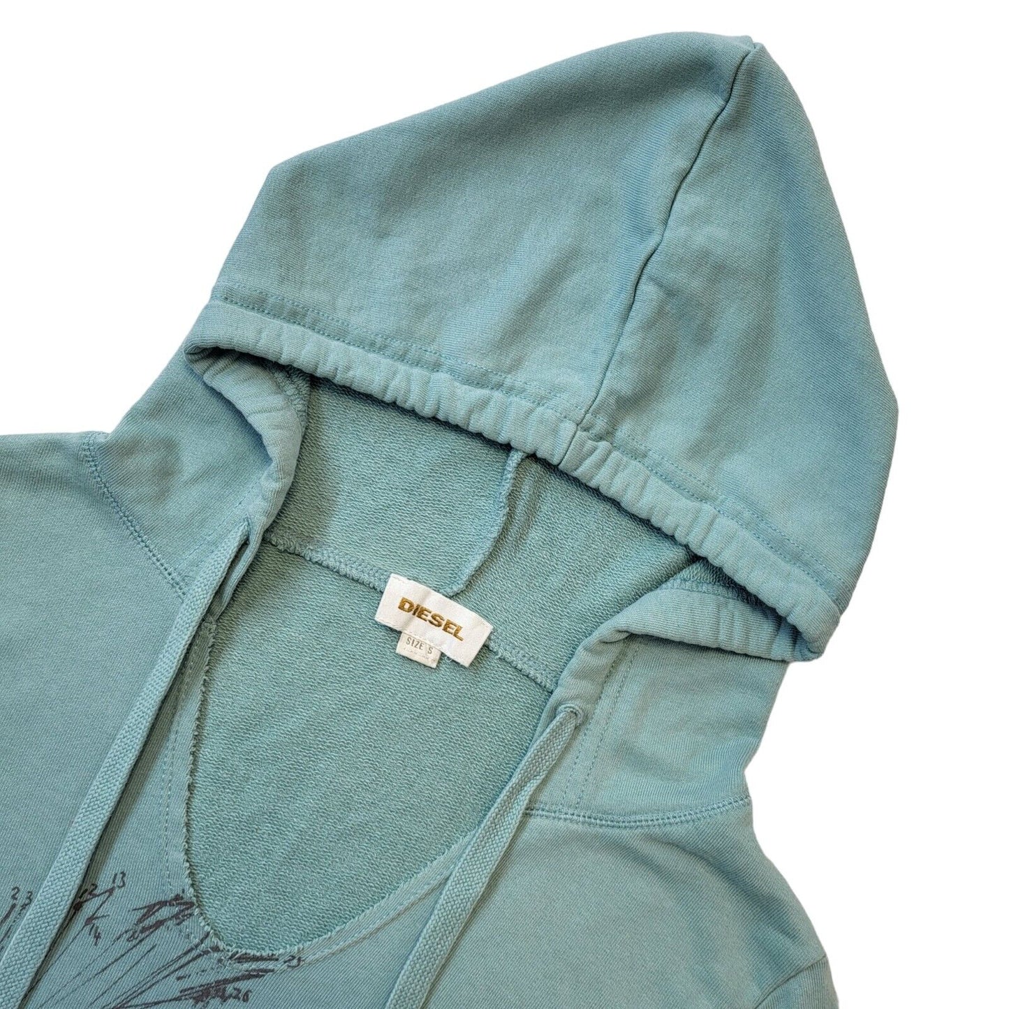 Diesel Y2K Vintage Mint Green 3/4 Sleeve Hoodie Women's Size Small