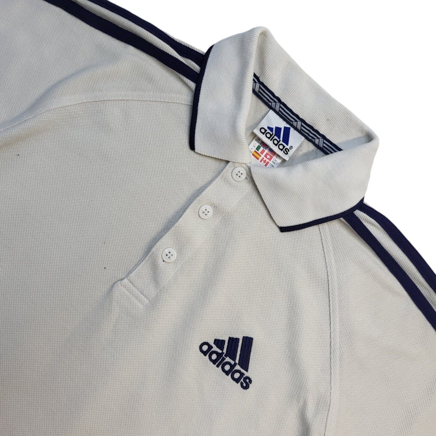 Adidas 90s Vintage White Sports Short Sleeve Polo Shirt Men's M