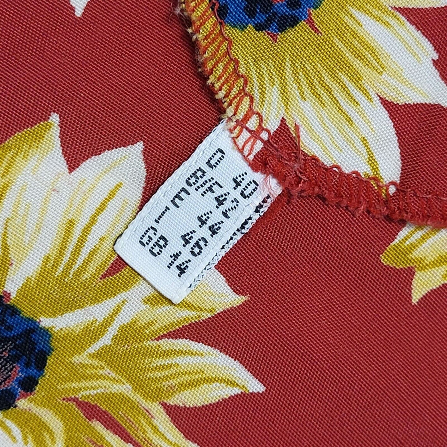 Vintage 80's Red & Yellow Button Front Floral A-Line Midi Dress Womens UK 14