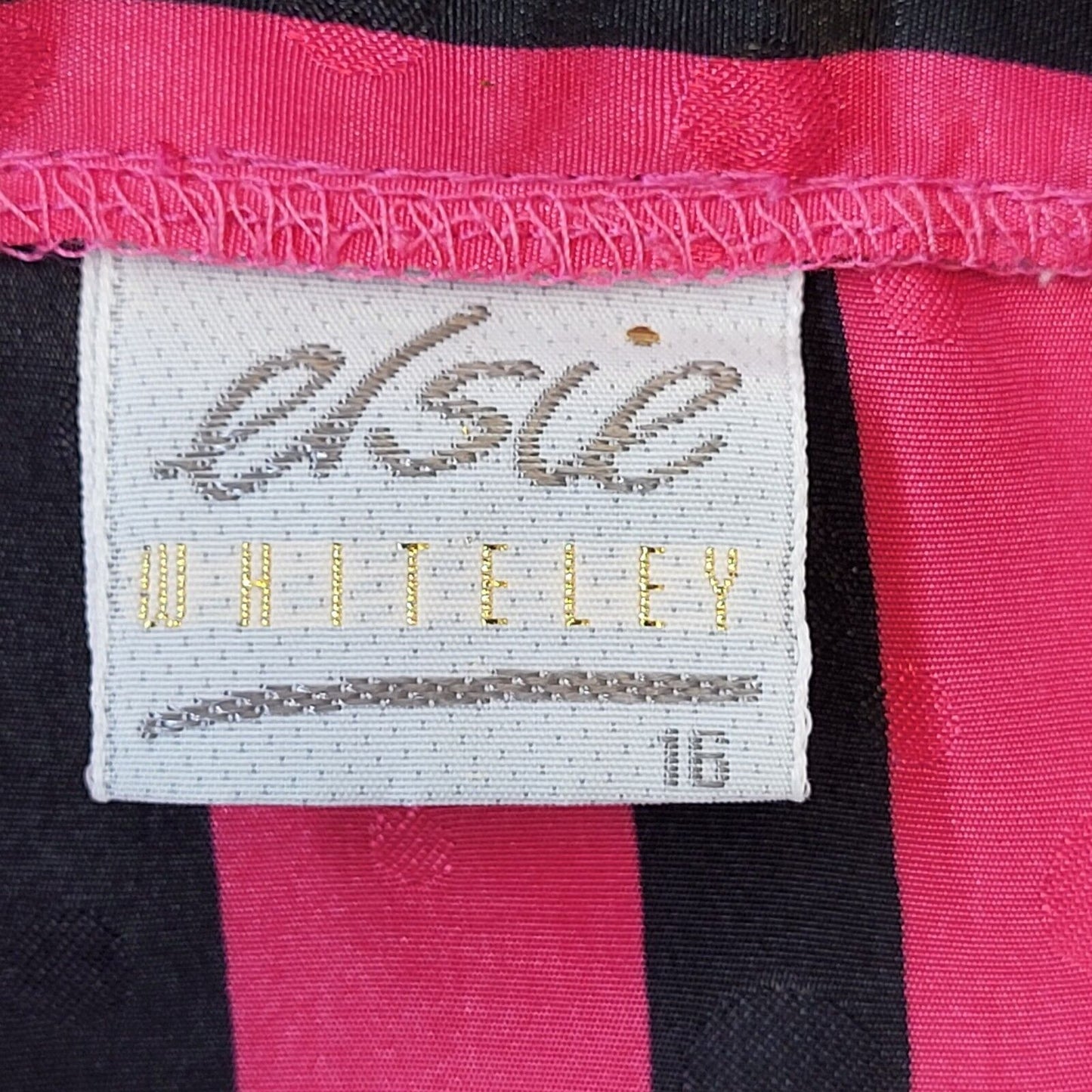 Elsie 80s Vintage  Pink & Black Striped Long Sleeve Blouse Women's Size 16 EU 44