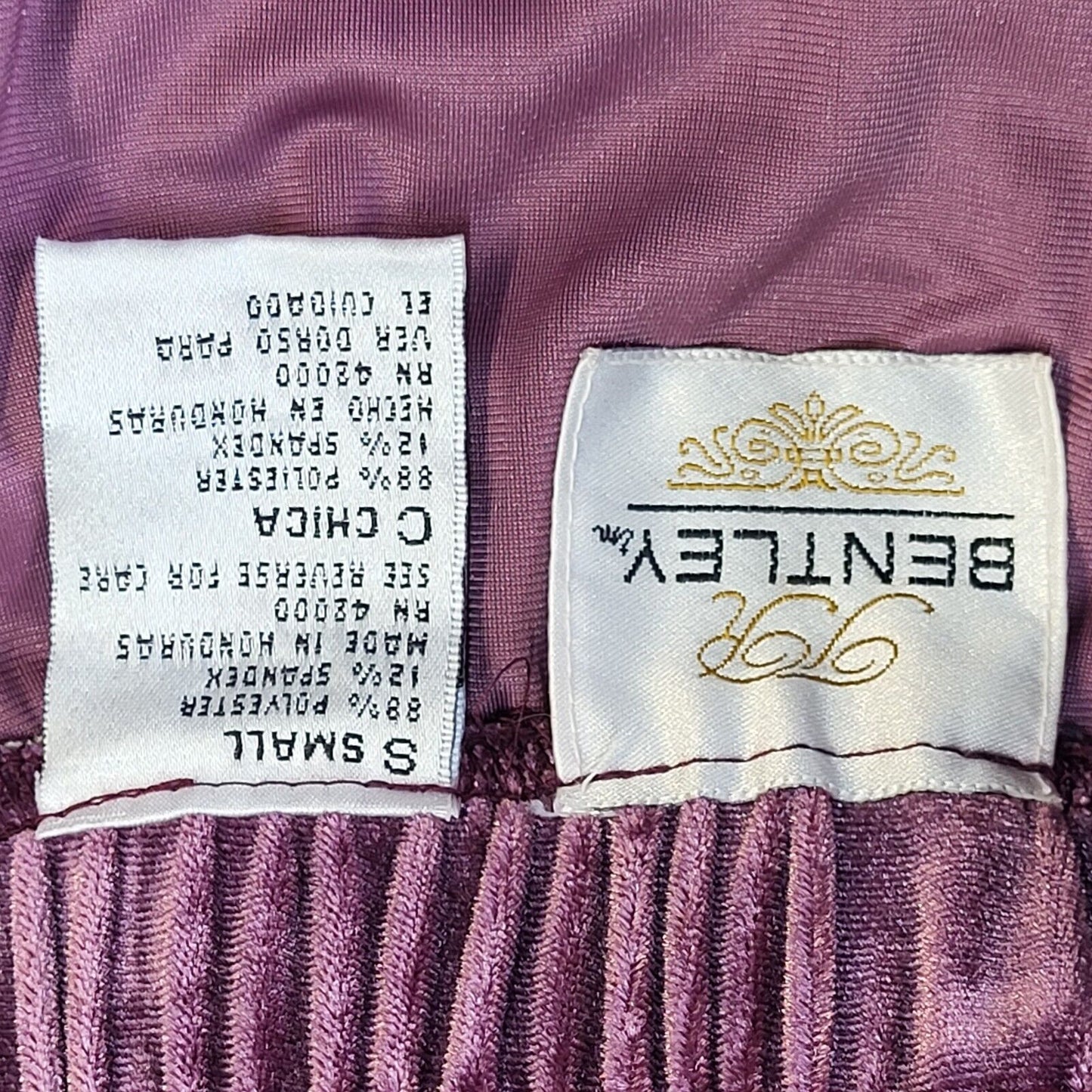 TR Bentley 90's Vintage Purple Velour Long Skirt Women's S W26
