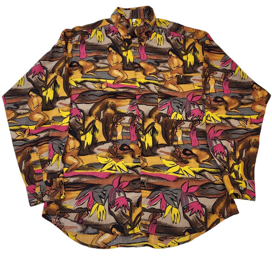Haupt 90s Vintage Retro Abstract Long Sleeve Shirt Mens Size M