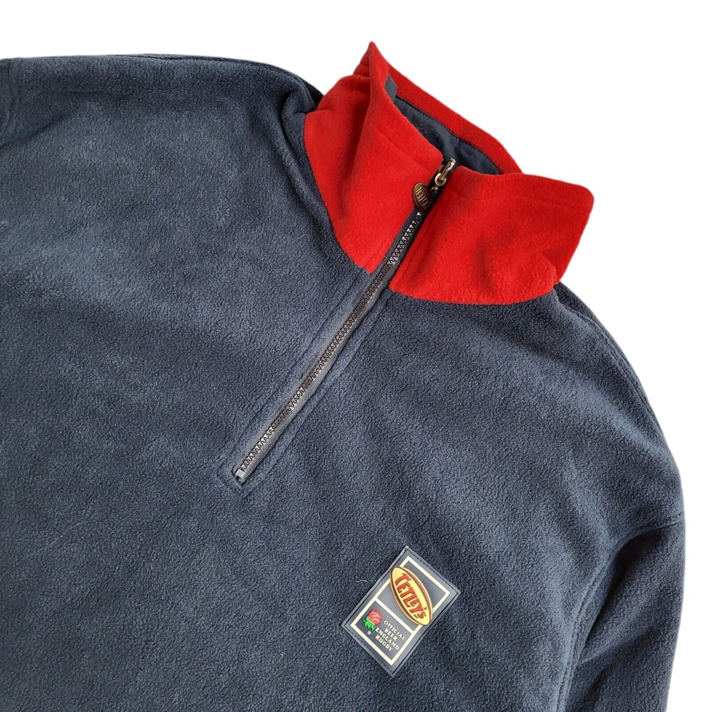 Tetley's 90s Vintage Navy Blue Red High Neck Jacket Uk Men's Size XL