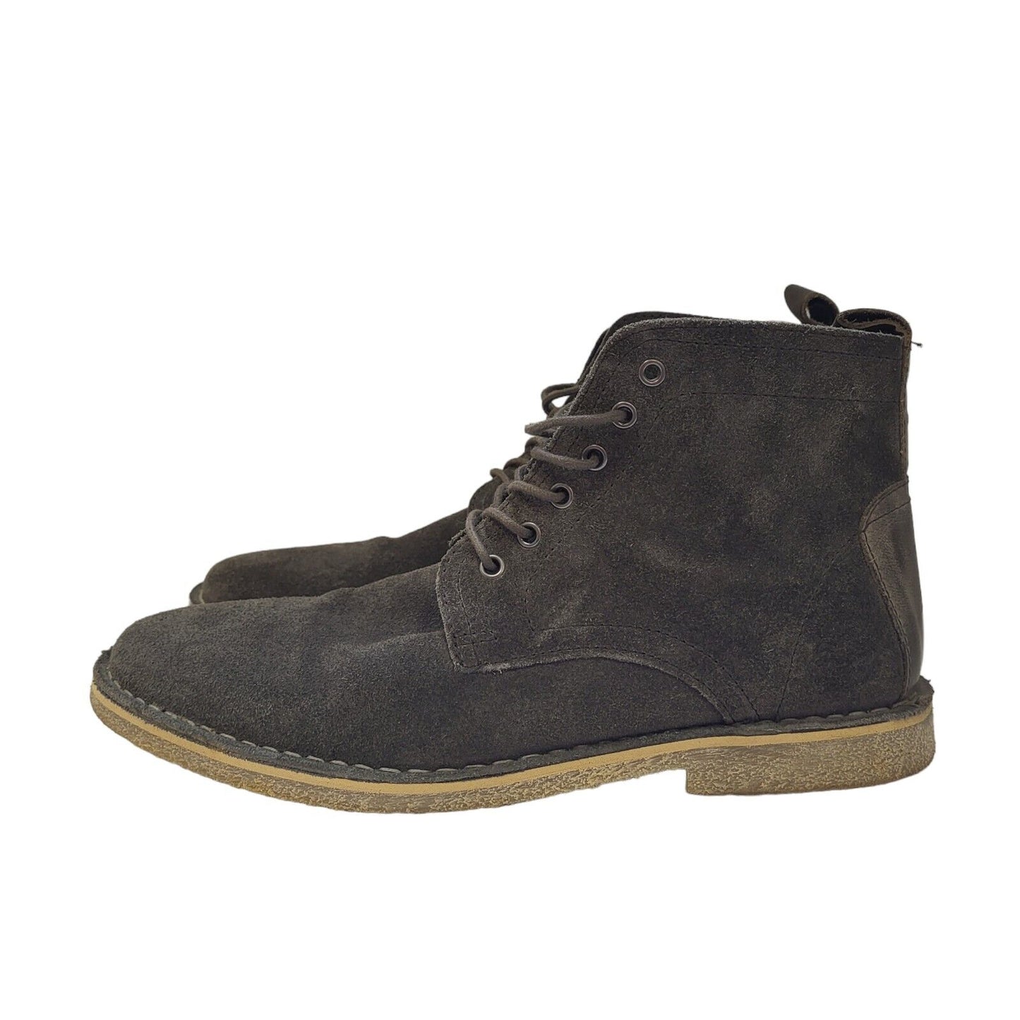 Asos Faux Leather Grey Lace-Up Lined Boots Uk Men's Size 9