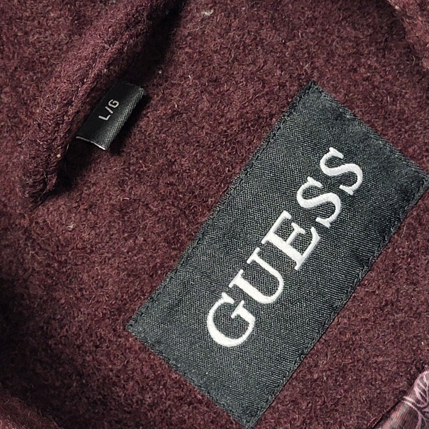 Guess Y2K Maroon Military Coat Womens UK Size Large