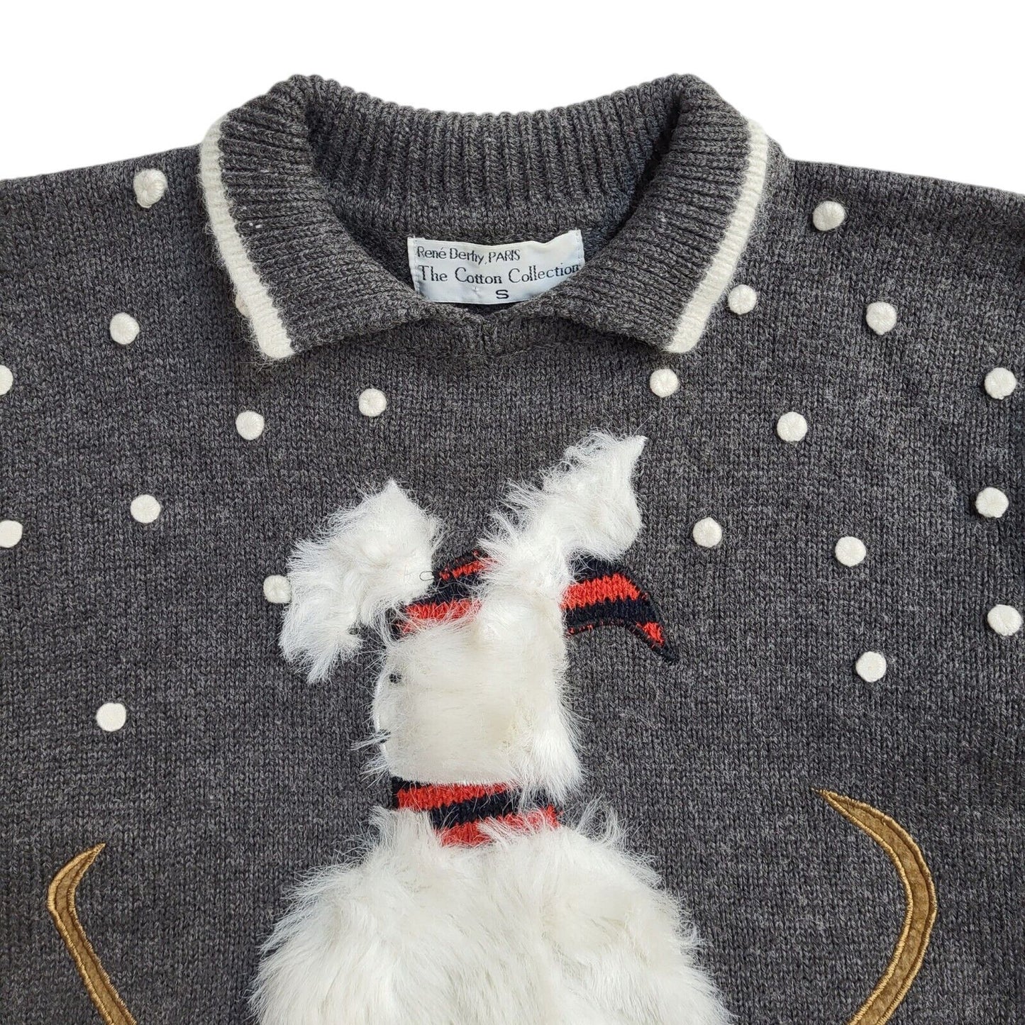 Rene Derhy Paris Grey 90s Xmas Jumper UK Women's Size S