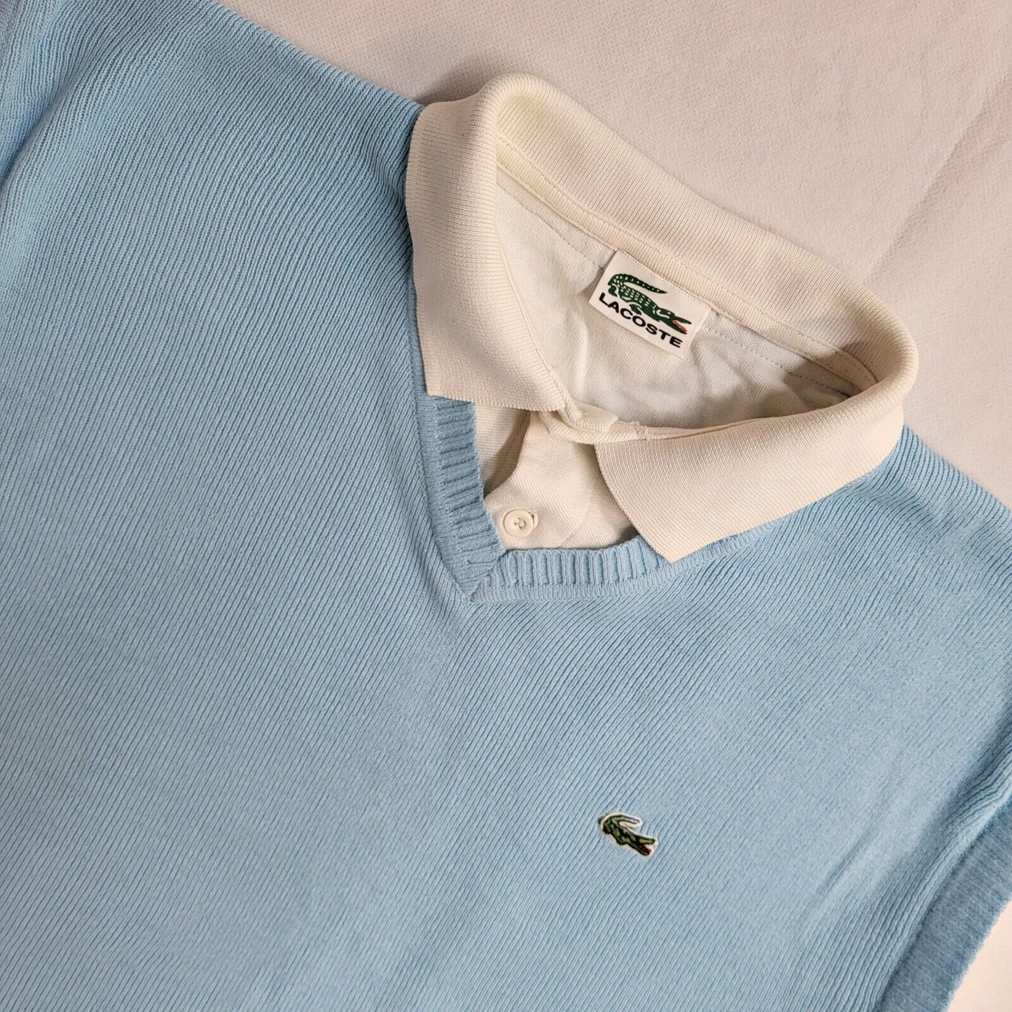 Lacoste Y2K Blue Short Sleeve Polo Top & Vest Men's UK Size L