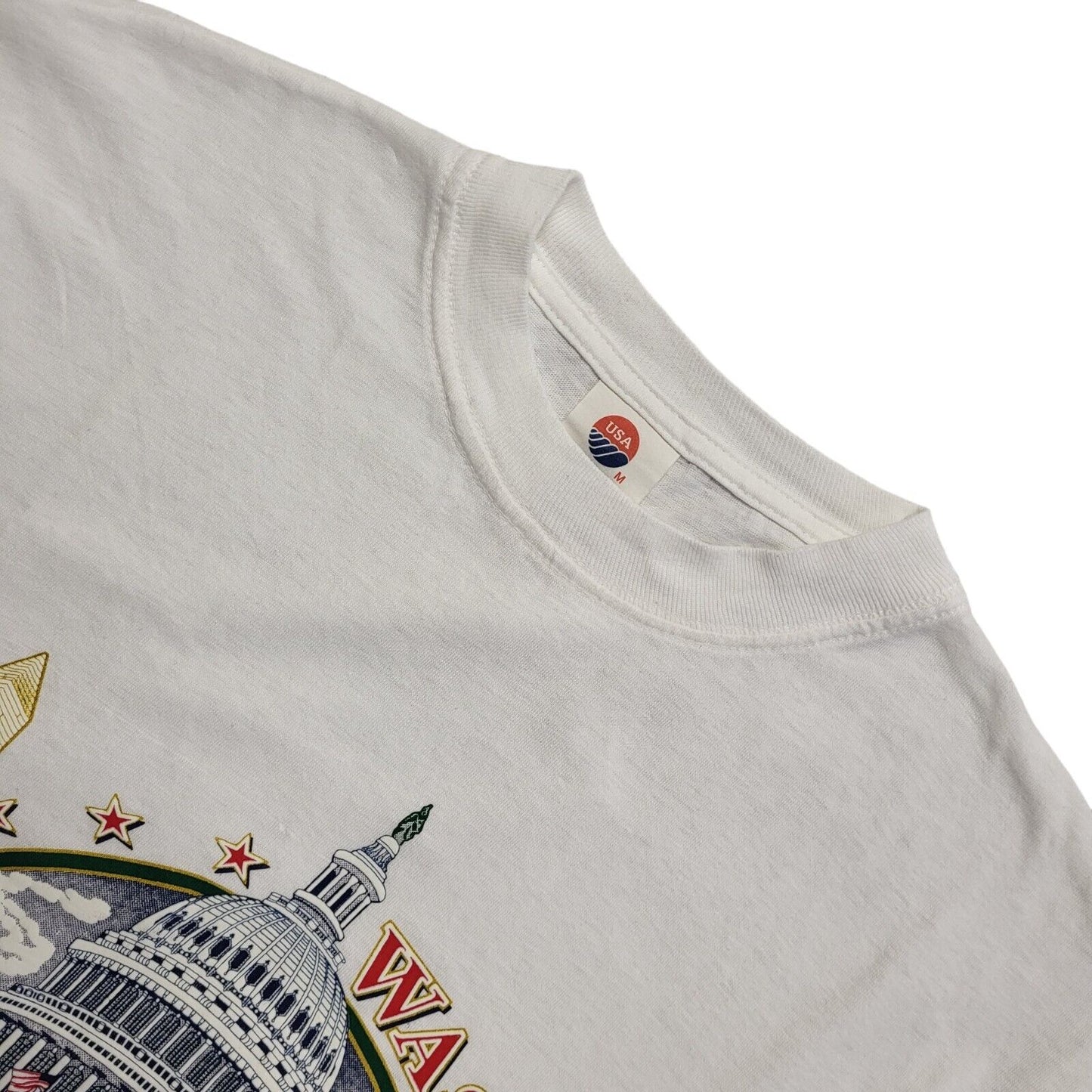 USA Orient Vintage Y2K White Washington DC 2000 Single Stitch T-Shirt Womens M