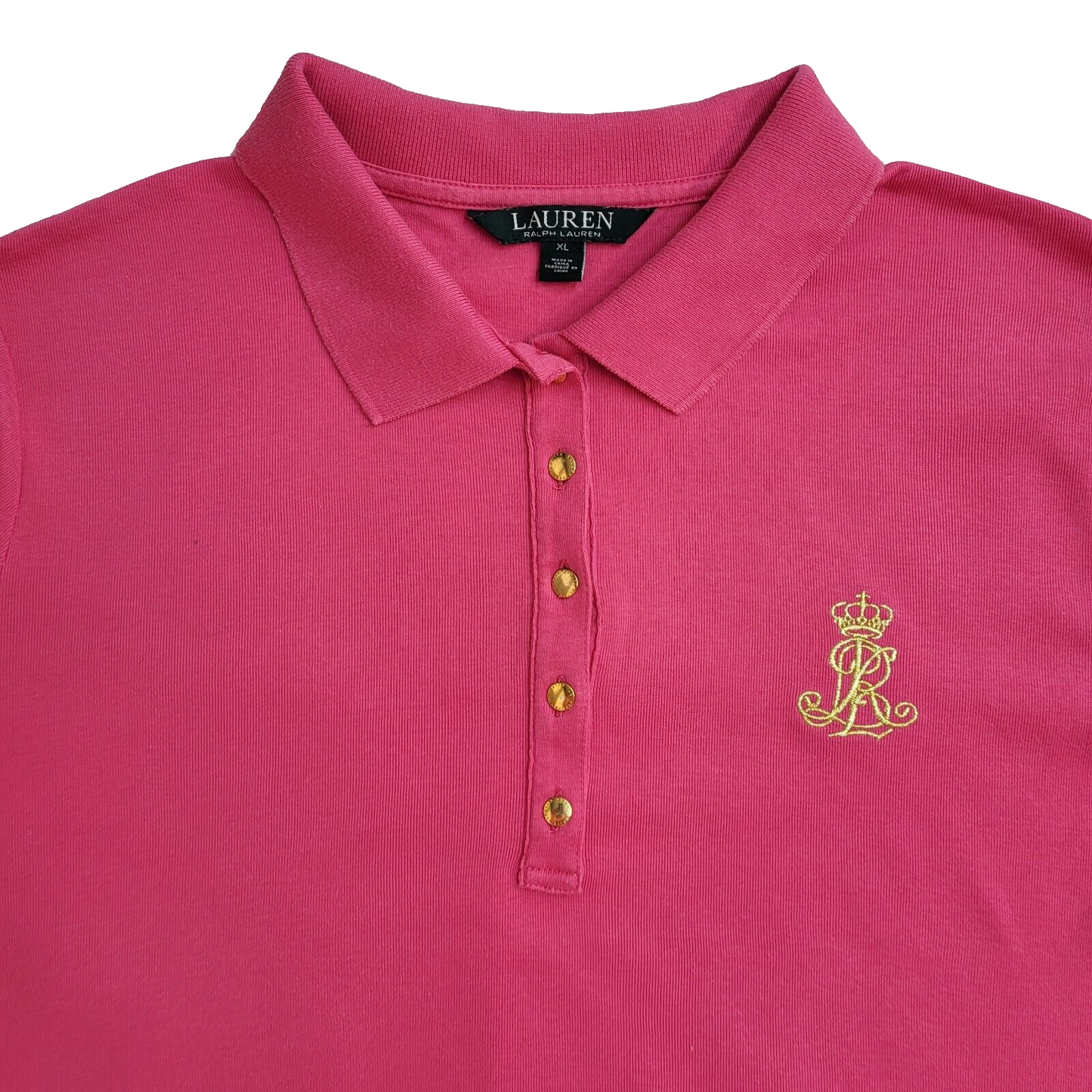 Ralph Lauren Vintage Y2K Pink Polo Shirt Uk Women's Size XL