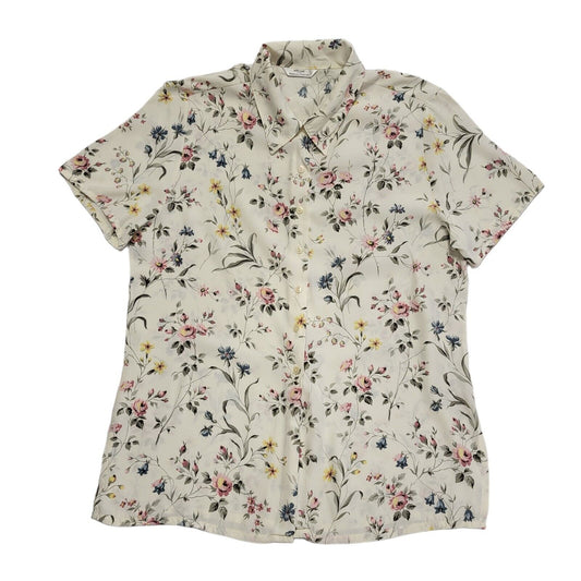 Marks and Spencer Vintage 90's White Floral Blouse Womens UK Size 14