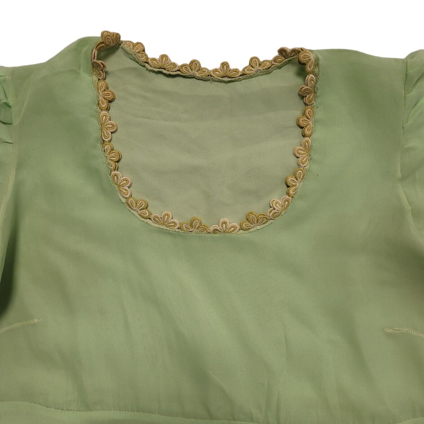 70s Vintage Pale Green A-Line Lightweight Daywear Dress Women's Size 14-16