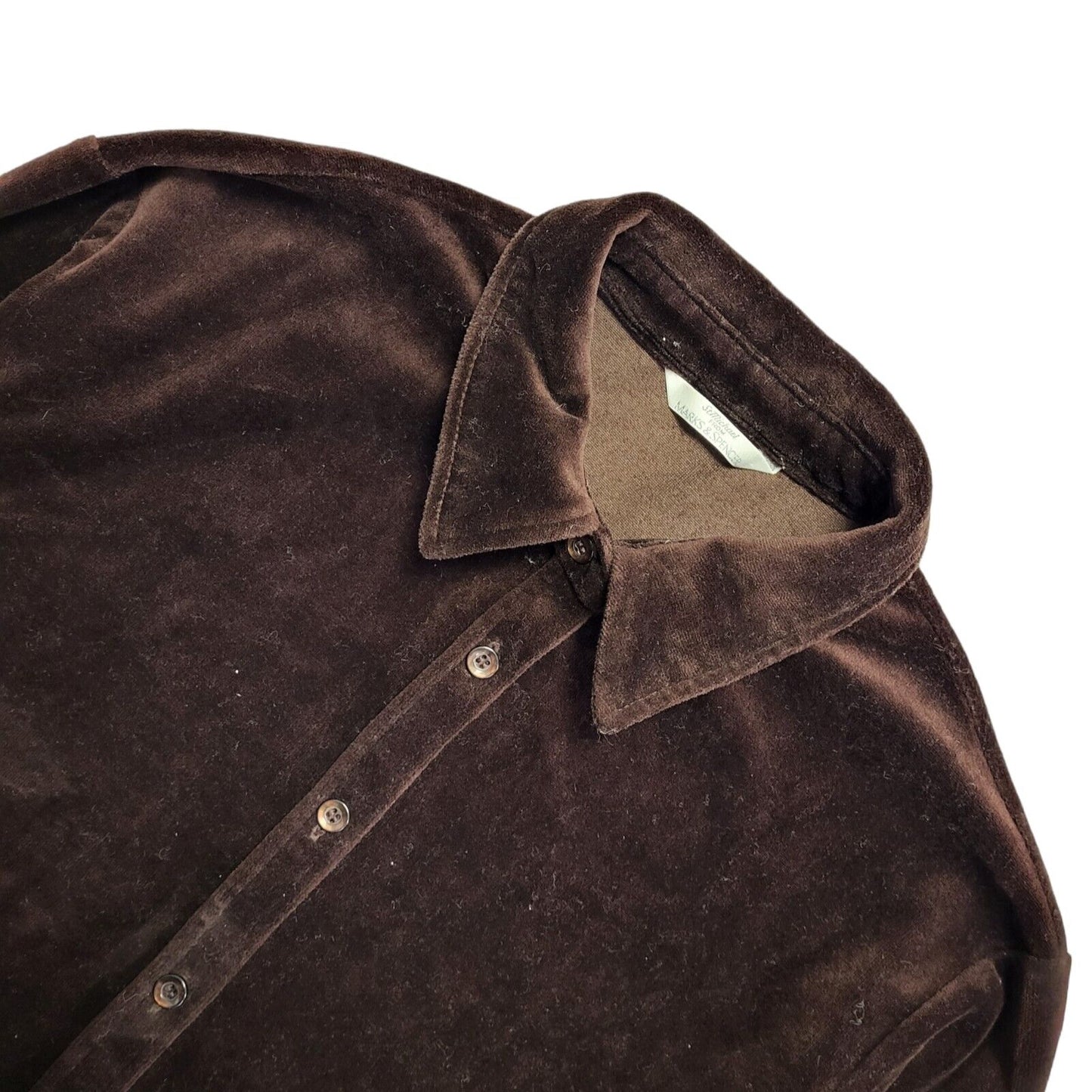 Marks and Spencer 90s Vintage Brown Velour Long Sleeve Shirt Womens Size 10