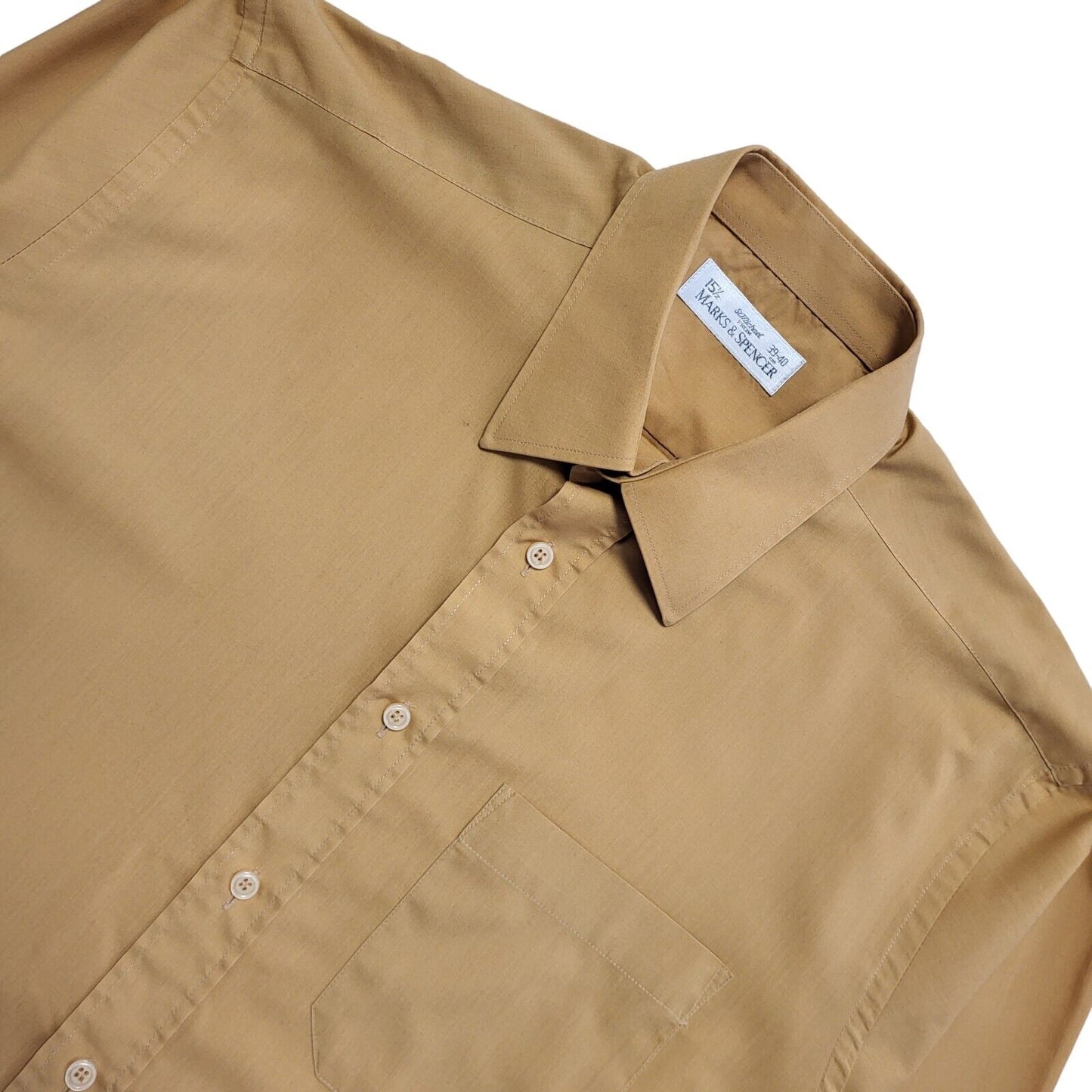 Marks & Spencer Vintage 90's Orange Solid Long Sleeve Shirt Uk Men's Small