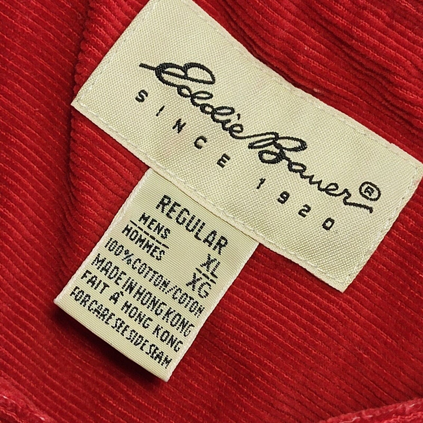 Eddie Bauer Vintage 90's Red Solid Long Sleeve Shirt Men's UK XL