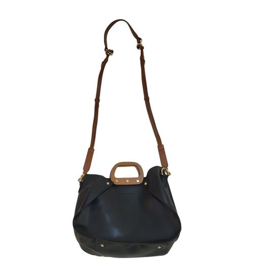 Laura Ashley Black  Leather Zipped Shoulder Bag Uk Women's Size 10" x 13"