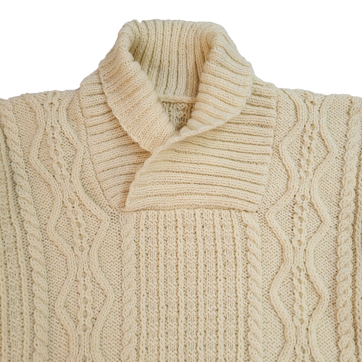 Vintage 90's Cream Wool Collared Jumper UK Men's Size XXL
