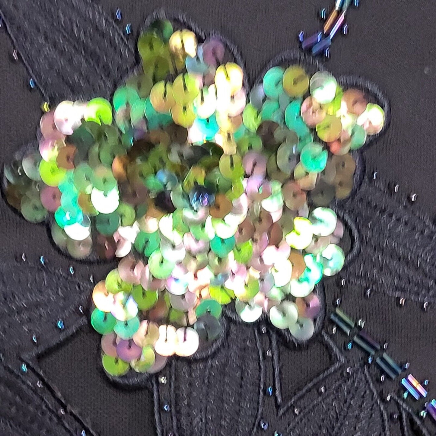 Joseph Ribbhoff Vintage 90's Blue Floral Sequin Short Sleeve Top Womens UK 14