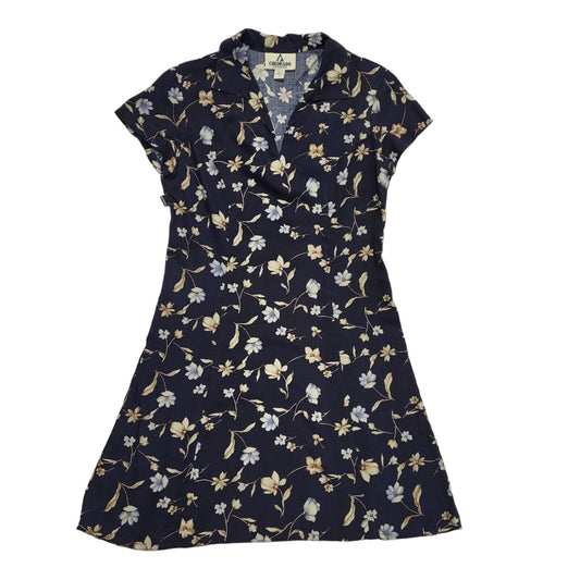 Colorado Vintage 80's Blue Floral Short A-Line Short Sleeve Dress Womens UK 12