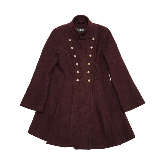 Guess Y2K Maroon Military Coat Womens UK Size Large