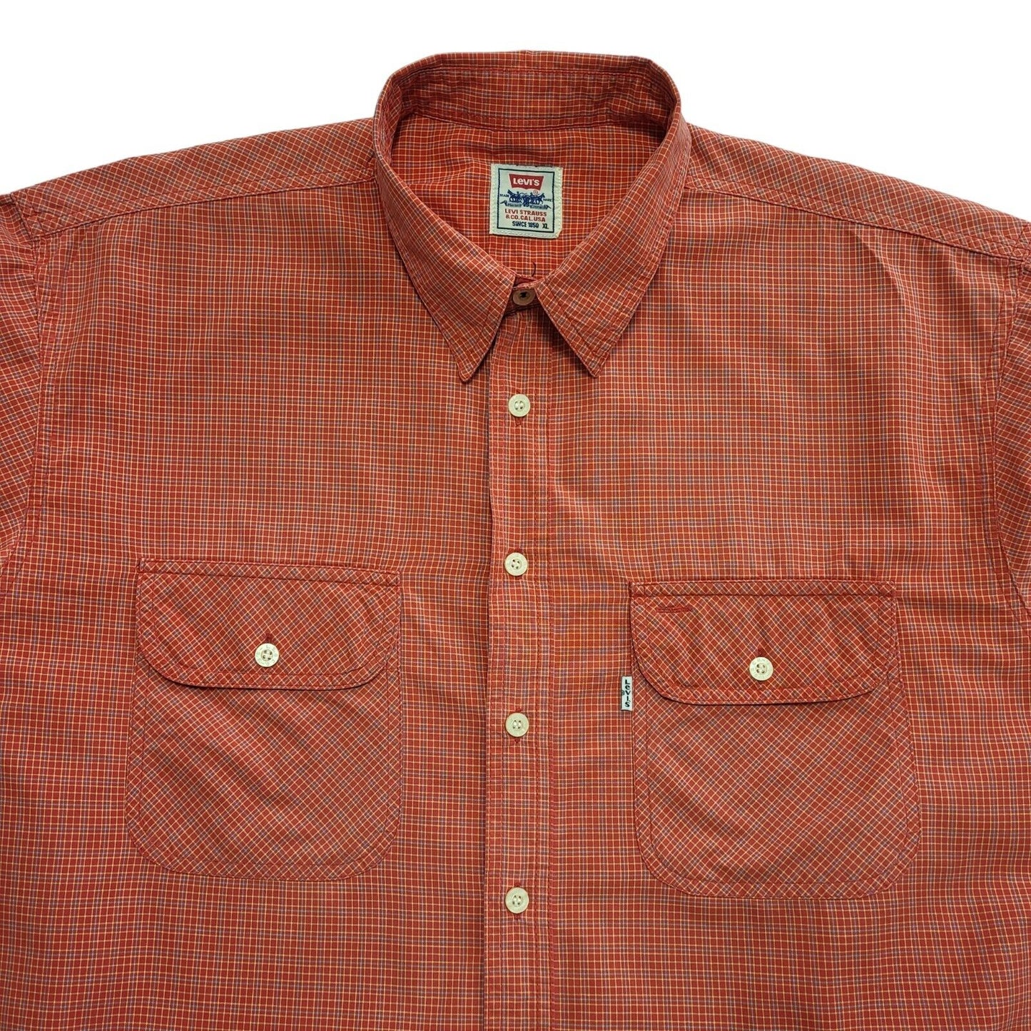 Levi's 90's Red Check Long Sleeve Shirt Uk Men's UK XL