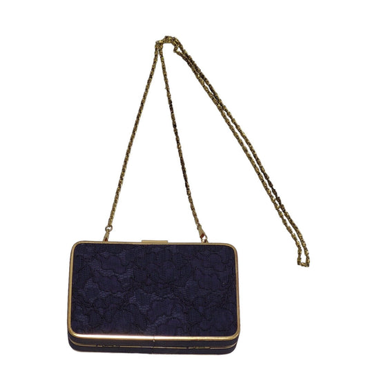 Kaiko Navy Blue Clasp Rectangle Micro Hand Bag Uk Women's Size 6" x 4"