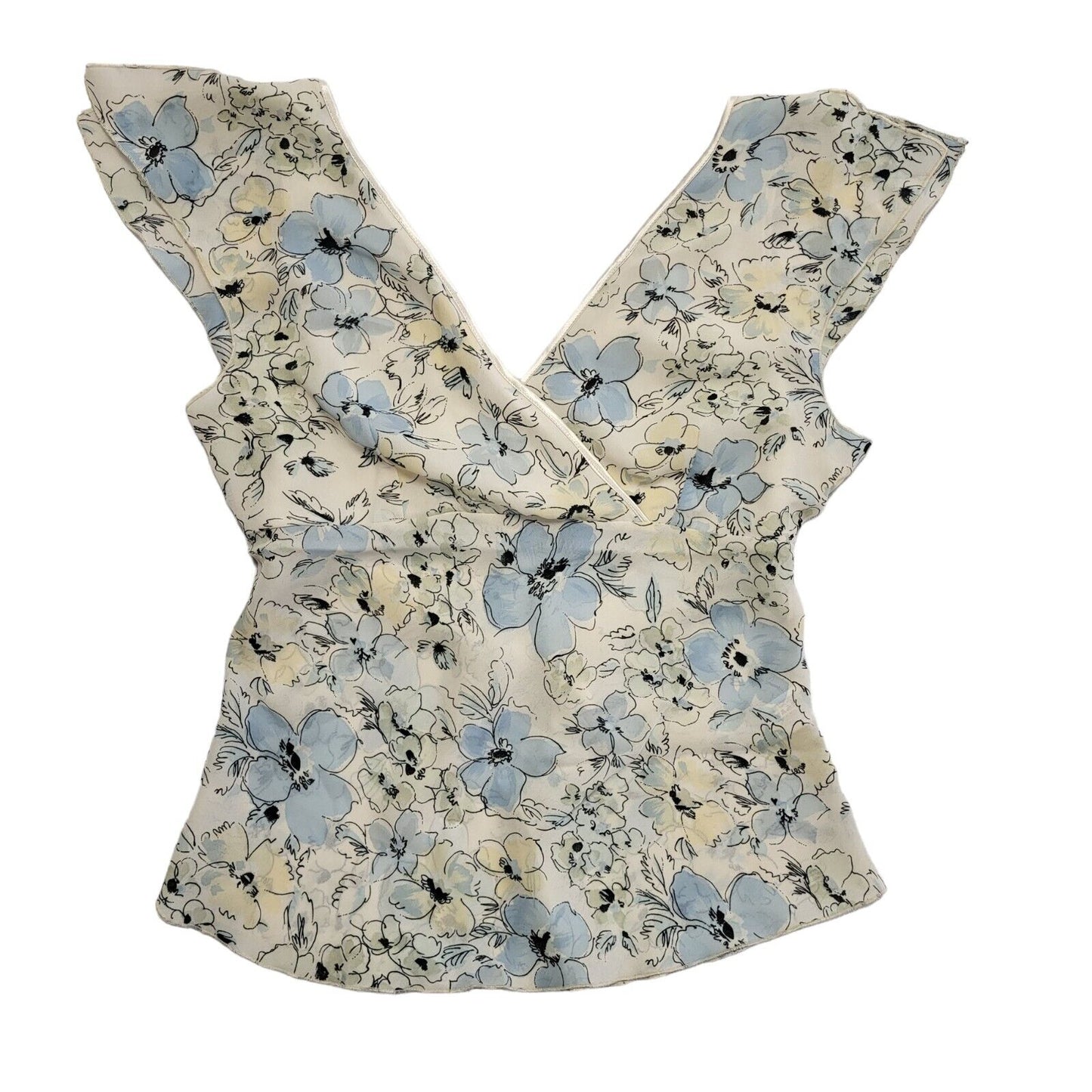 Bay Y2K floral top with a tie back detail White Blouse Top Women's Uk 16