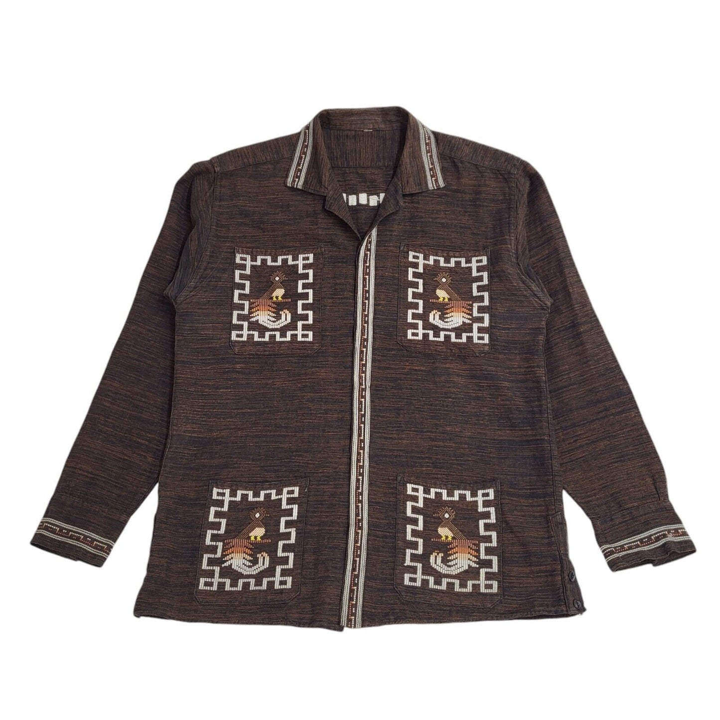 Vintage 80s Brown Button-Up Shackett Jacket Uk Men's Size Large