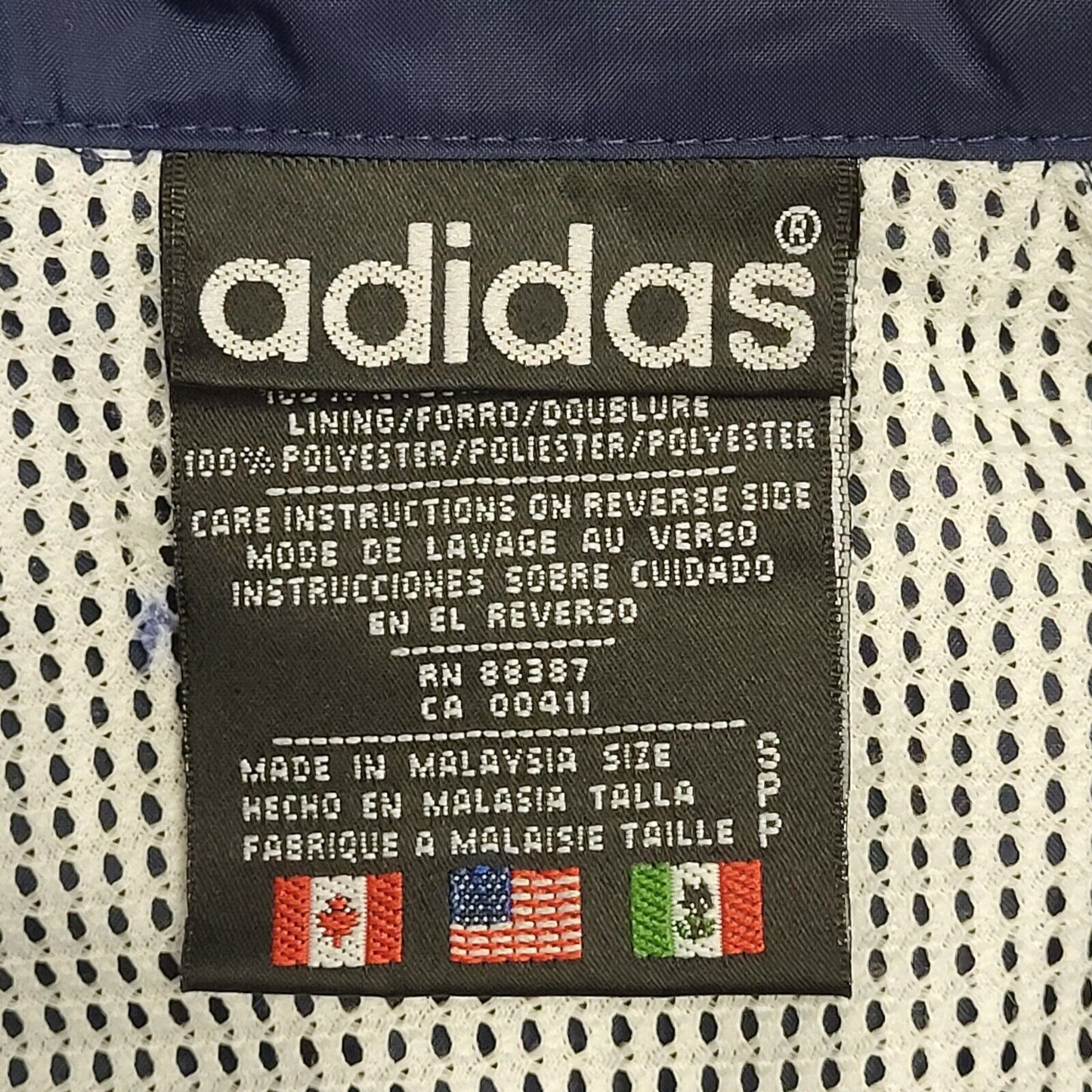 Adidas 90s Vintage Blue Hooded Zip Up Jacket Kids Size Small