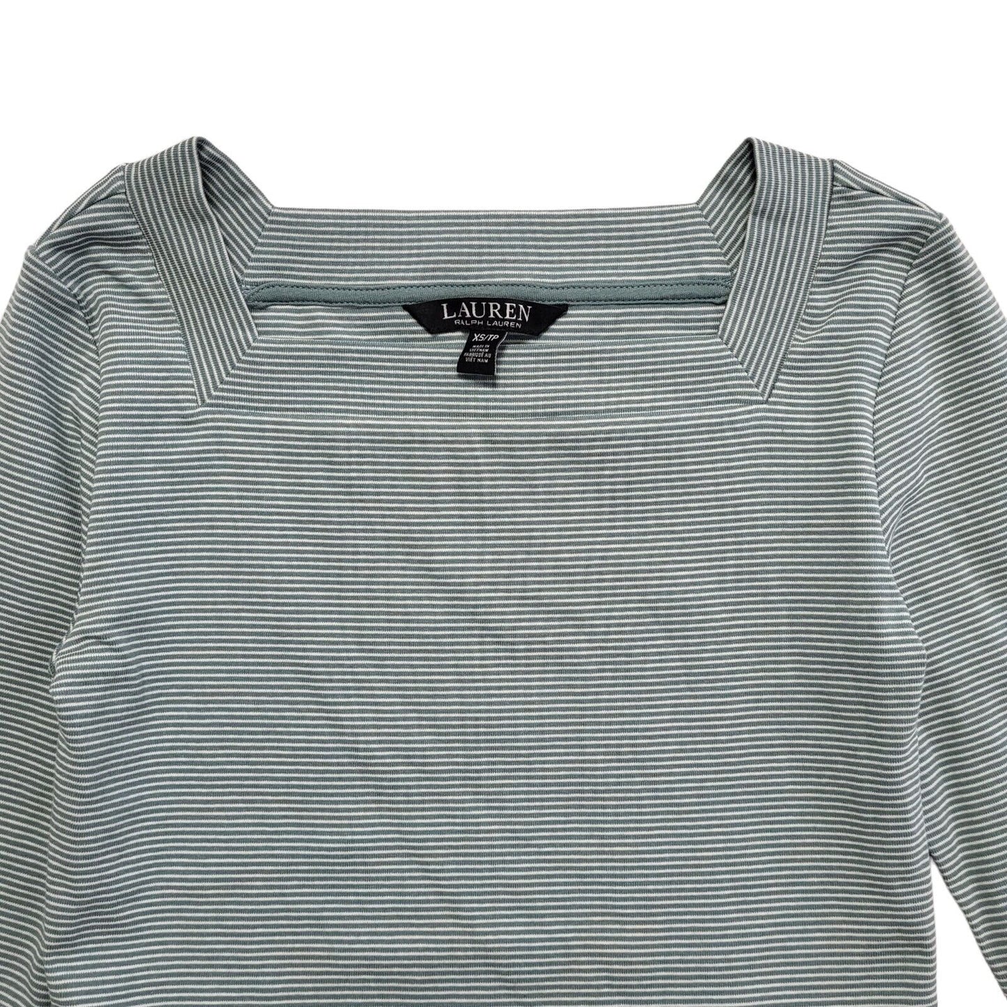 Ralph Lauren Y2K Green & White Striped 3/4 Sleeve T-Shirt Womens UK XS