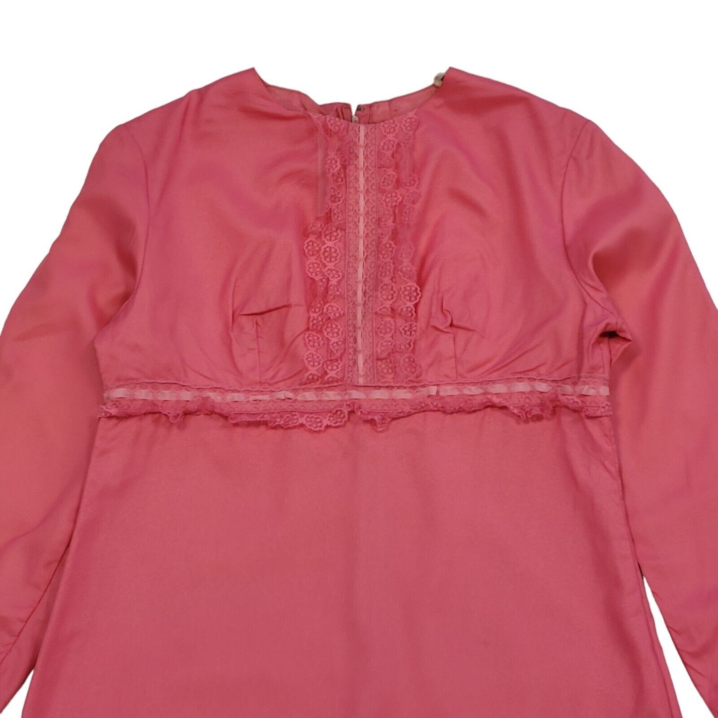 60s Vintage Pink Long Sleeve Maxi Dress Women's Size 14