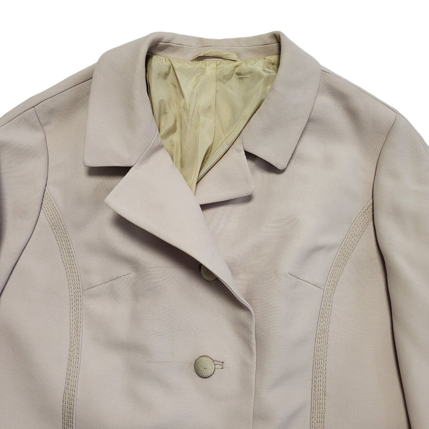 60s Vintage Cream Wool Overcoat Uk Women's Size 14/16