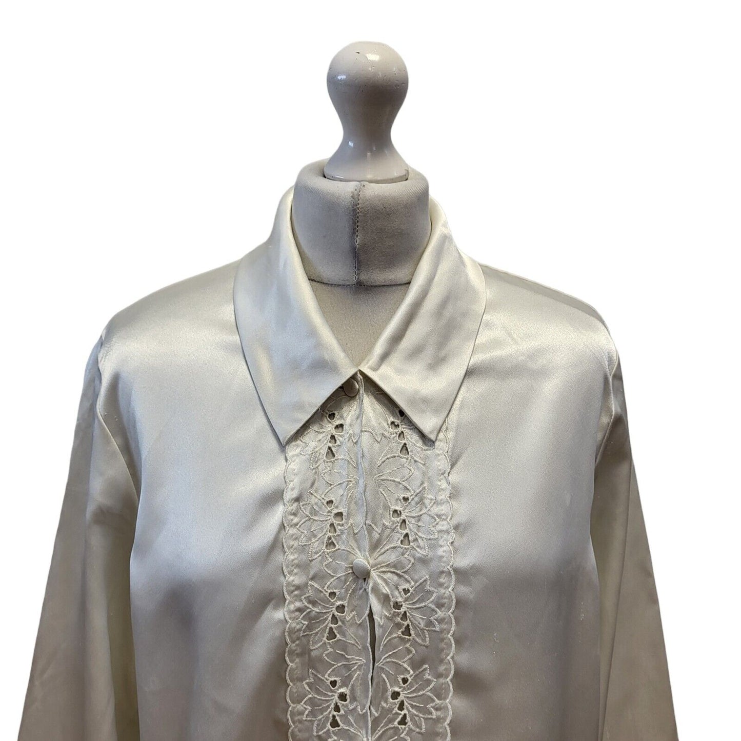 Marks & Spencer 90s Vintage White Long Sleeve Night Shirt Women's Size 12-14