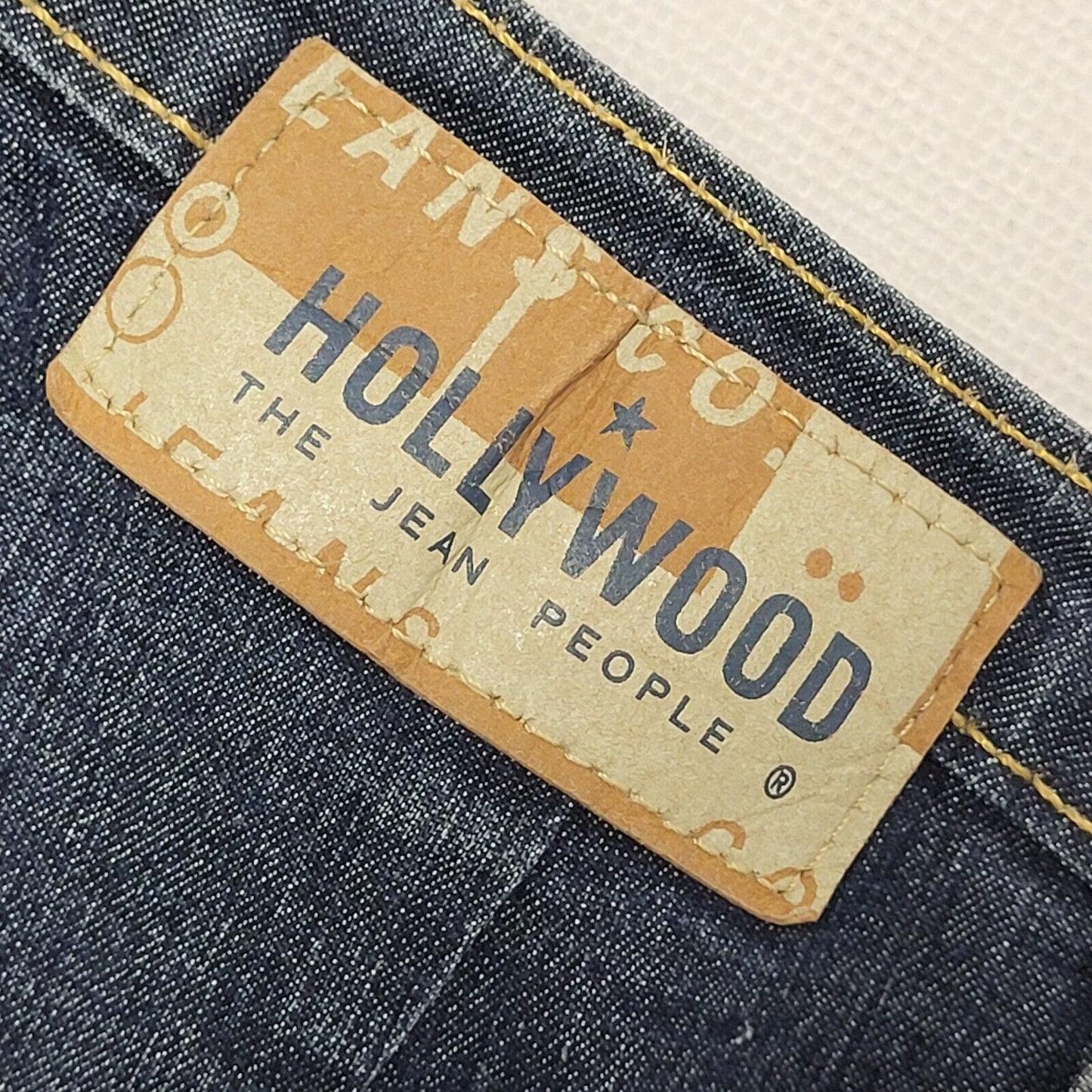 Hollywood Y2k Vintage Dark Blue Bootcut Denim Jeans Uk Women's XS W25 L32