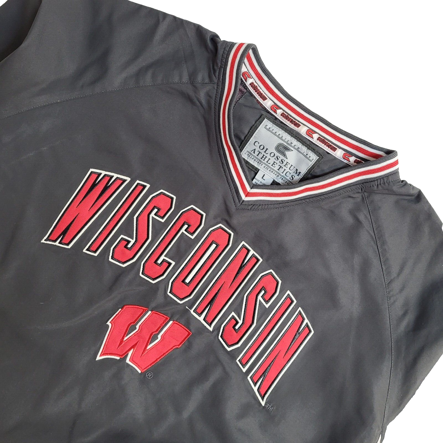 Colosseum Athletics Grey Wisconsin Vintage 90's Sweatshirt UK Men's Size L