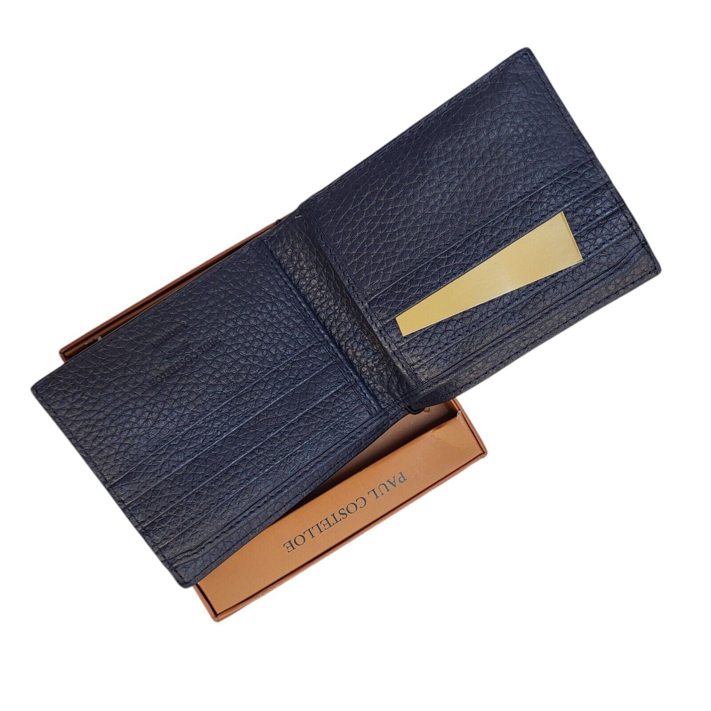 Paul Costelloe Navy Blue Leather Wallet Uk Men's Size 4.5" x 4"