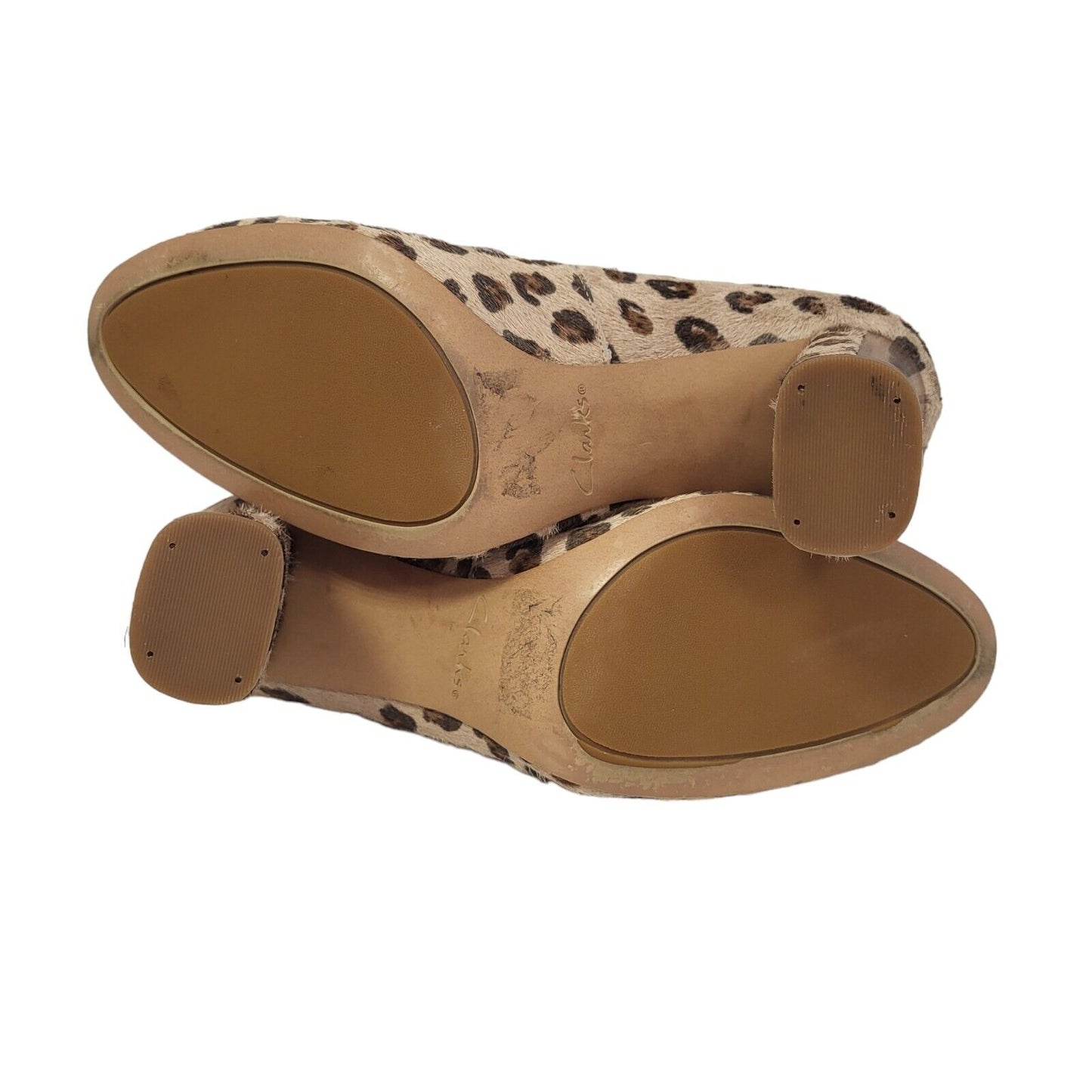 Clarks Beige Animal Print Vintage Slip-on Heels Shoes Uk Women's Size 6 ?