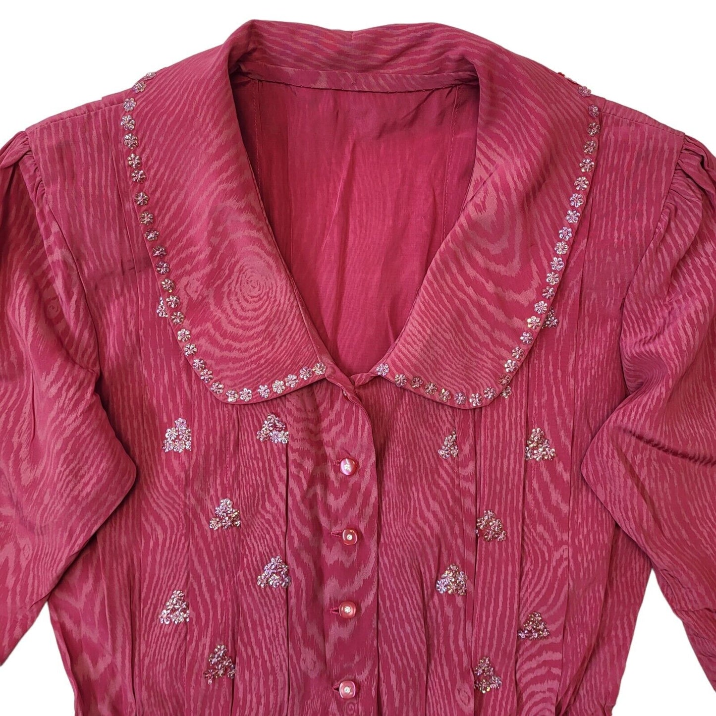 Vintage 80's Pink Collared Button Dress Womens UK M EU 38