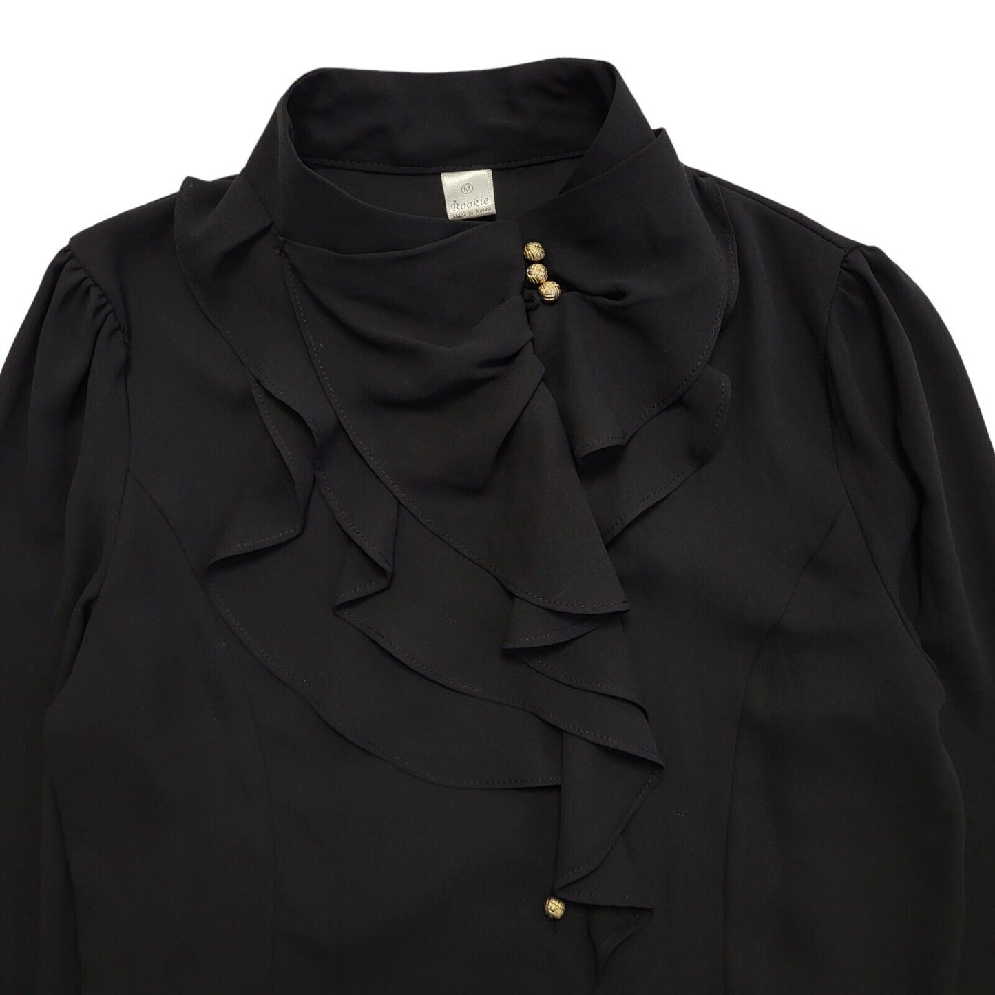 Rookie Vintage 90s Black Long Sleeve Blouse Uk Women's Size M