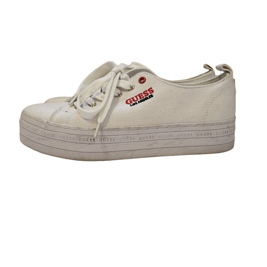 Guess White Lace-up Sports Casual Trainers Uk Women's Size 6