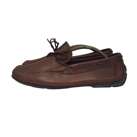 Guidone Brown Lace-up Casual Leather Flat Shoes Uk Men's Size 10
