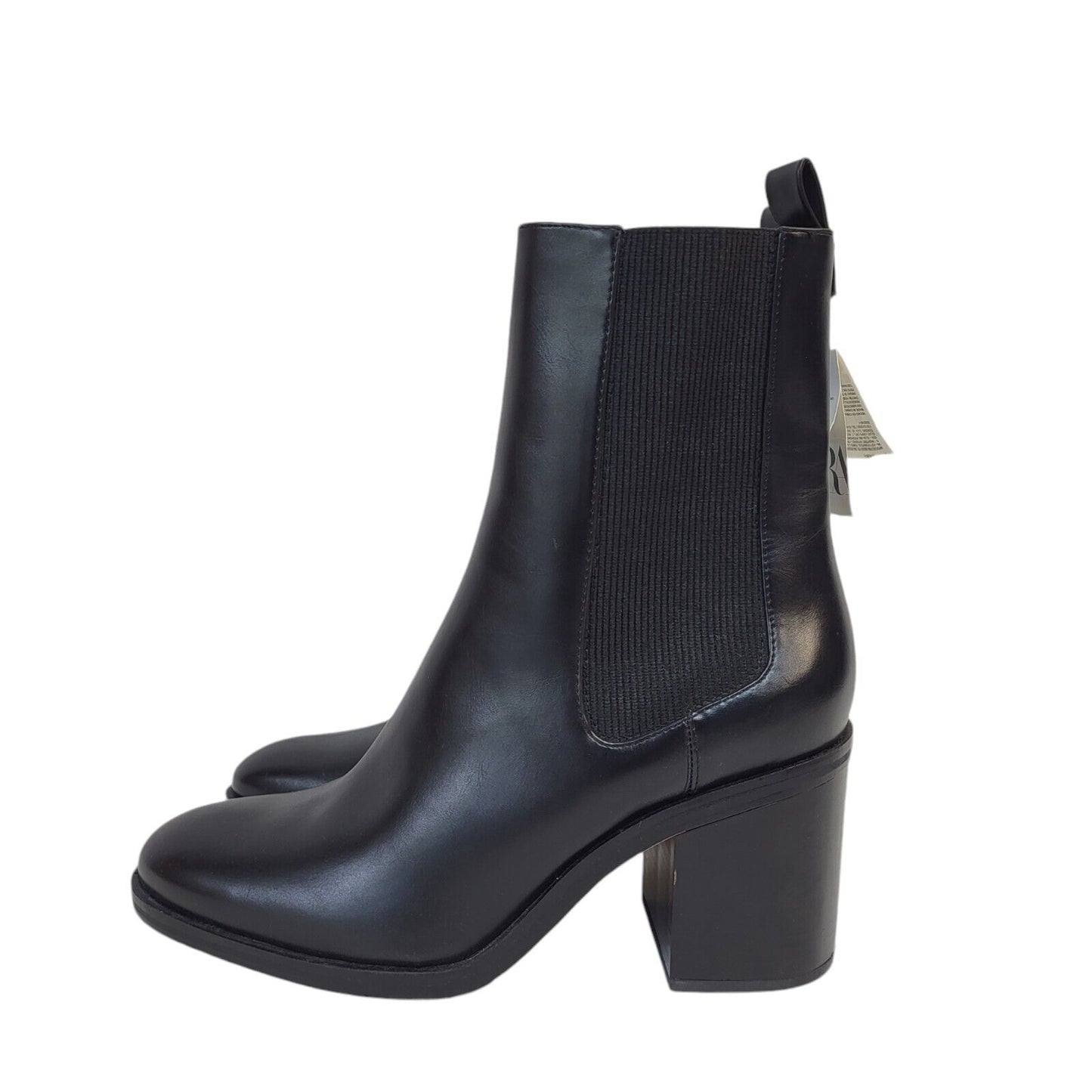 Zara Black Pull-On Faux Leather Boots Uk Women's Size 8