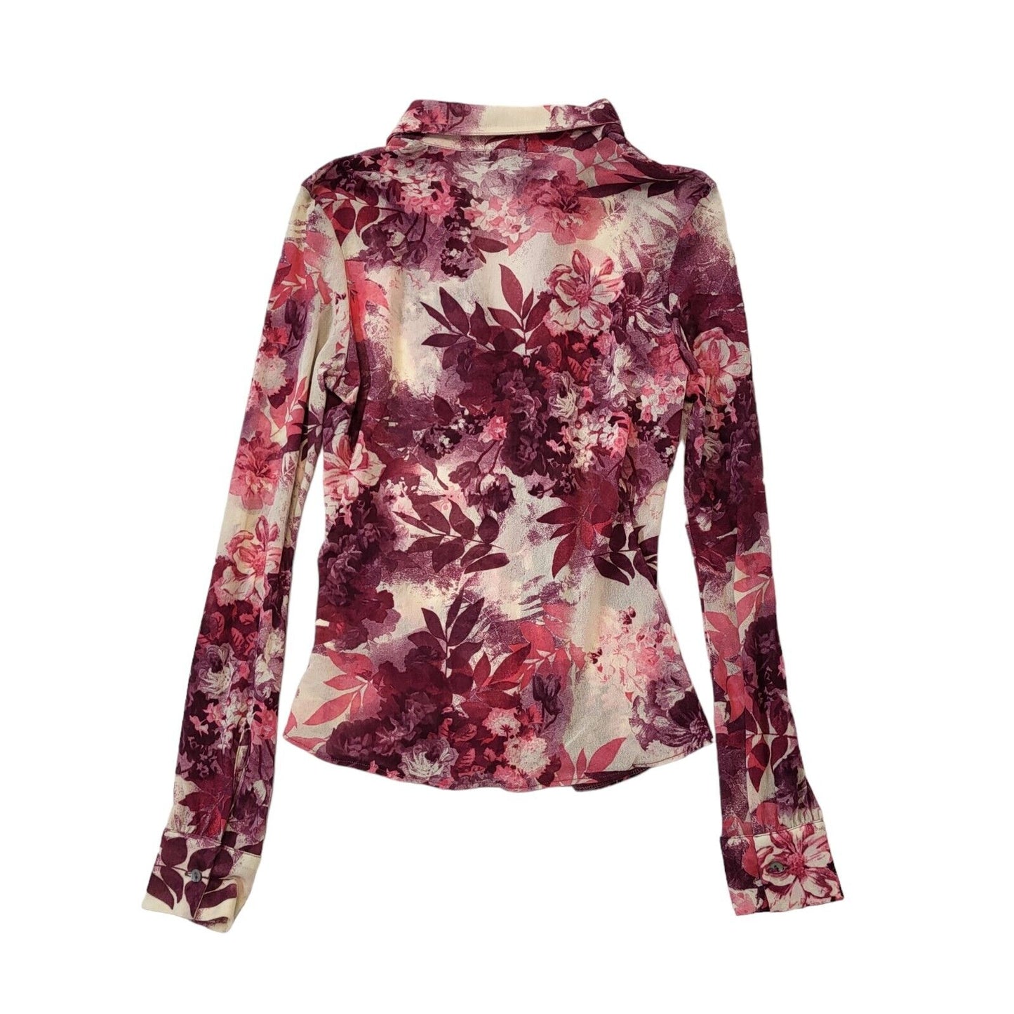 Phase Eight 90s Vintage Pink Floral Button Up Long Sleeve Shirt Women's 12