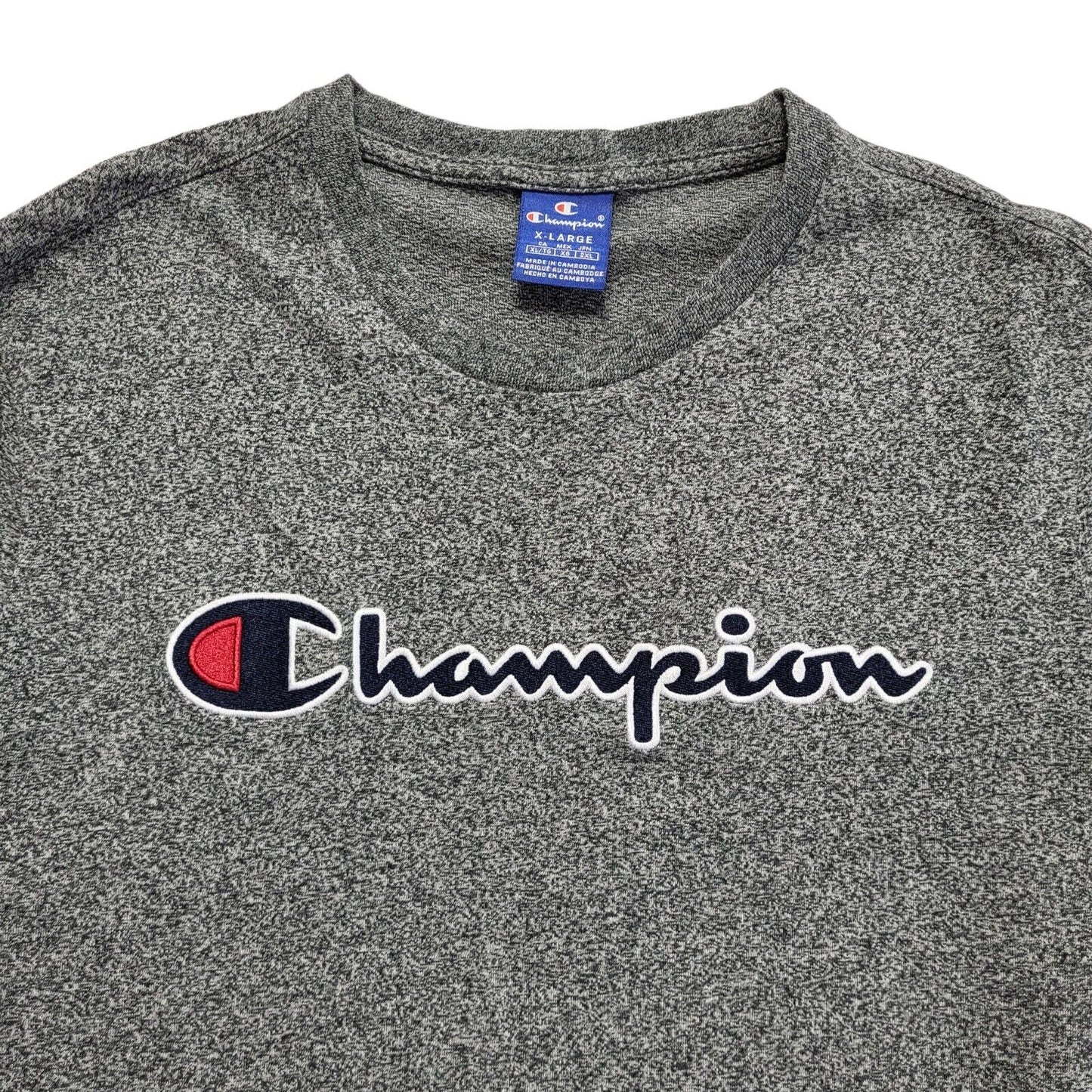 Champion Vintage 90s Grey Long Sleeve T-Shirt Mens UK Size XL