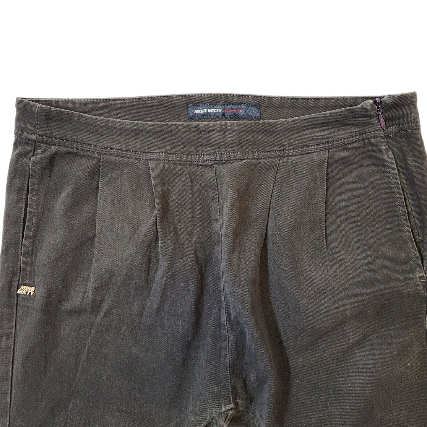 Miss Sixty Y2K Pleat Brown Skinny Vintage Trousers Women's Size 18/20 W36-38 L28