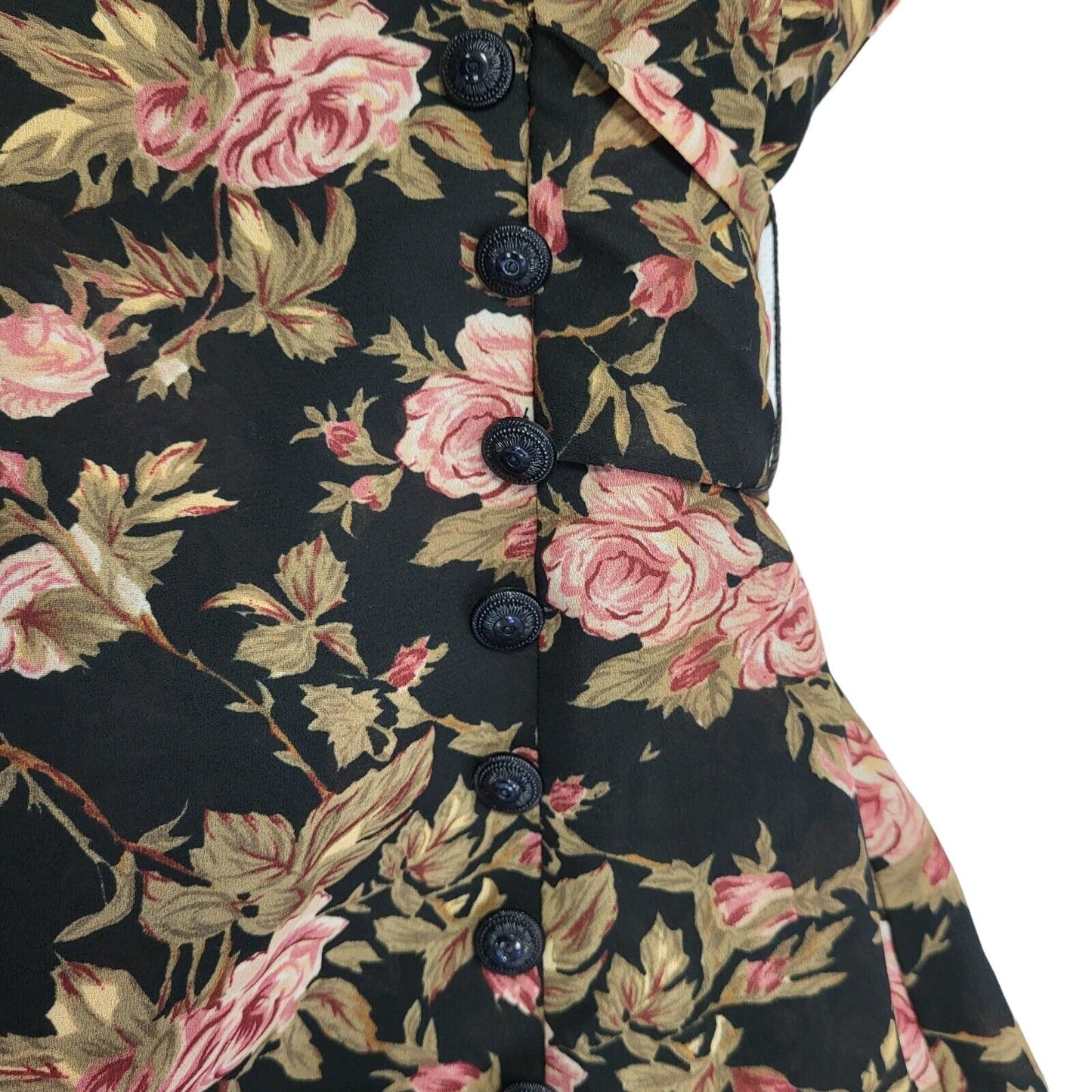 Magic Collection Black & Pink Floral Dress Women's UK14