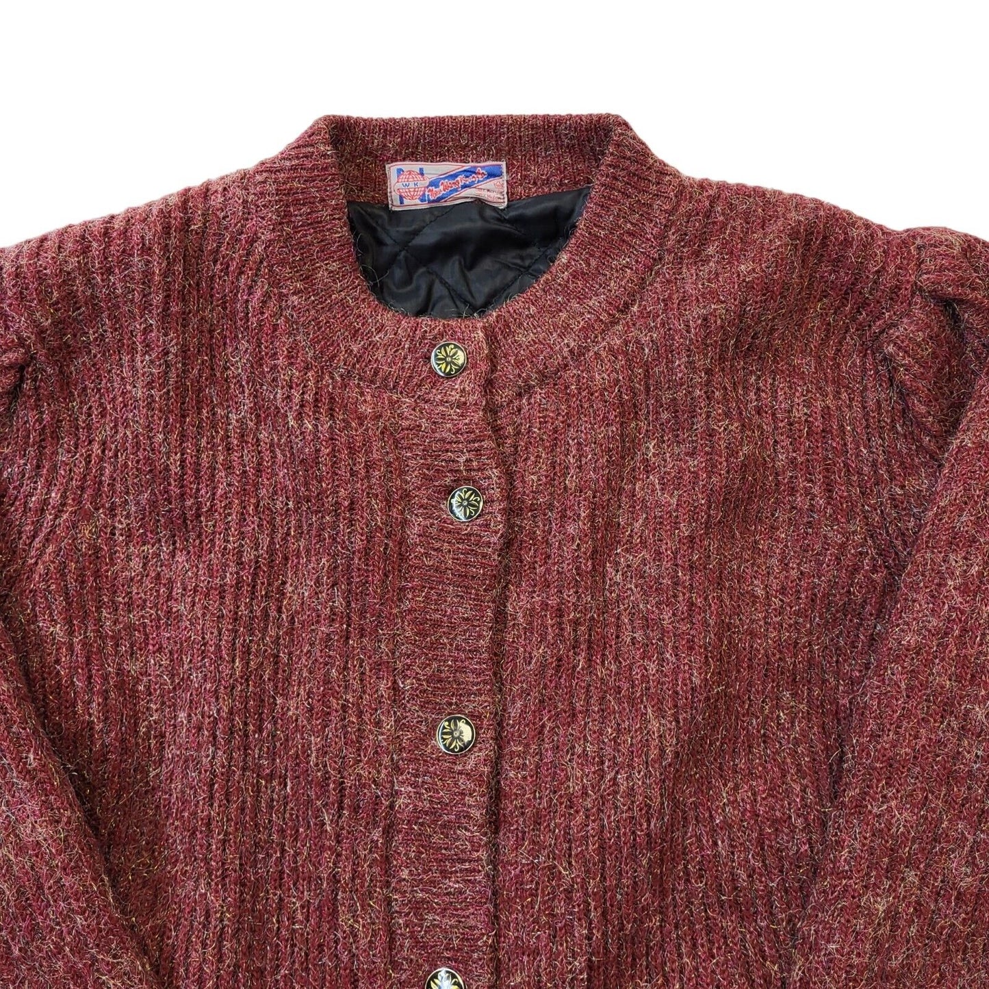 80s Vintage Red Wool Lined Button Up Cardigan Jacket Women's Size 18