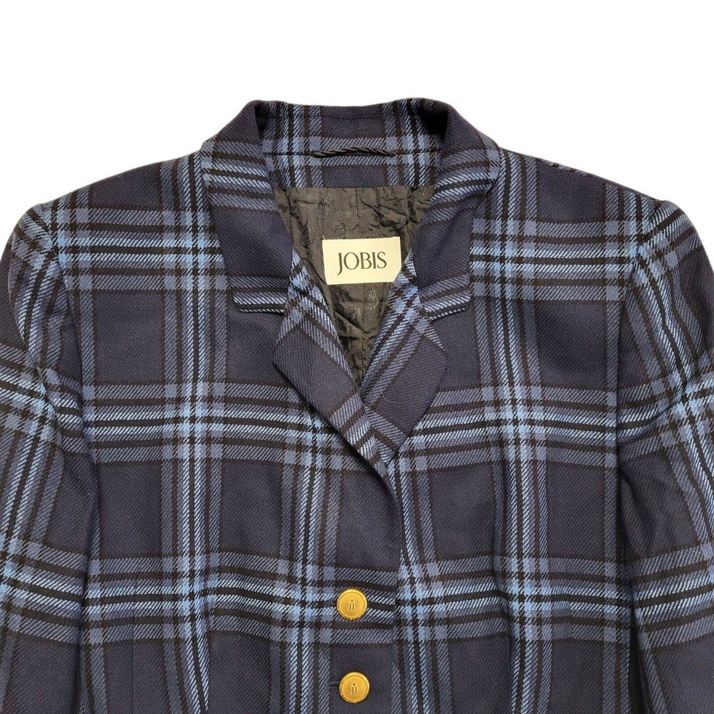 Jobis Vintage 90's  Blue Checked Button Front Blazer Jacket Womens UK Size XL