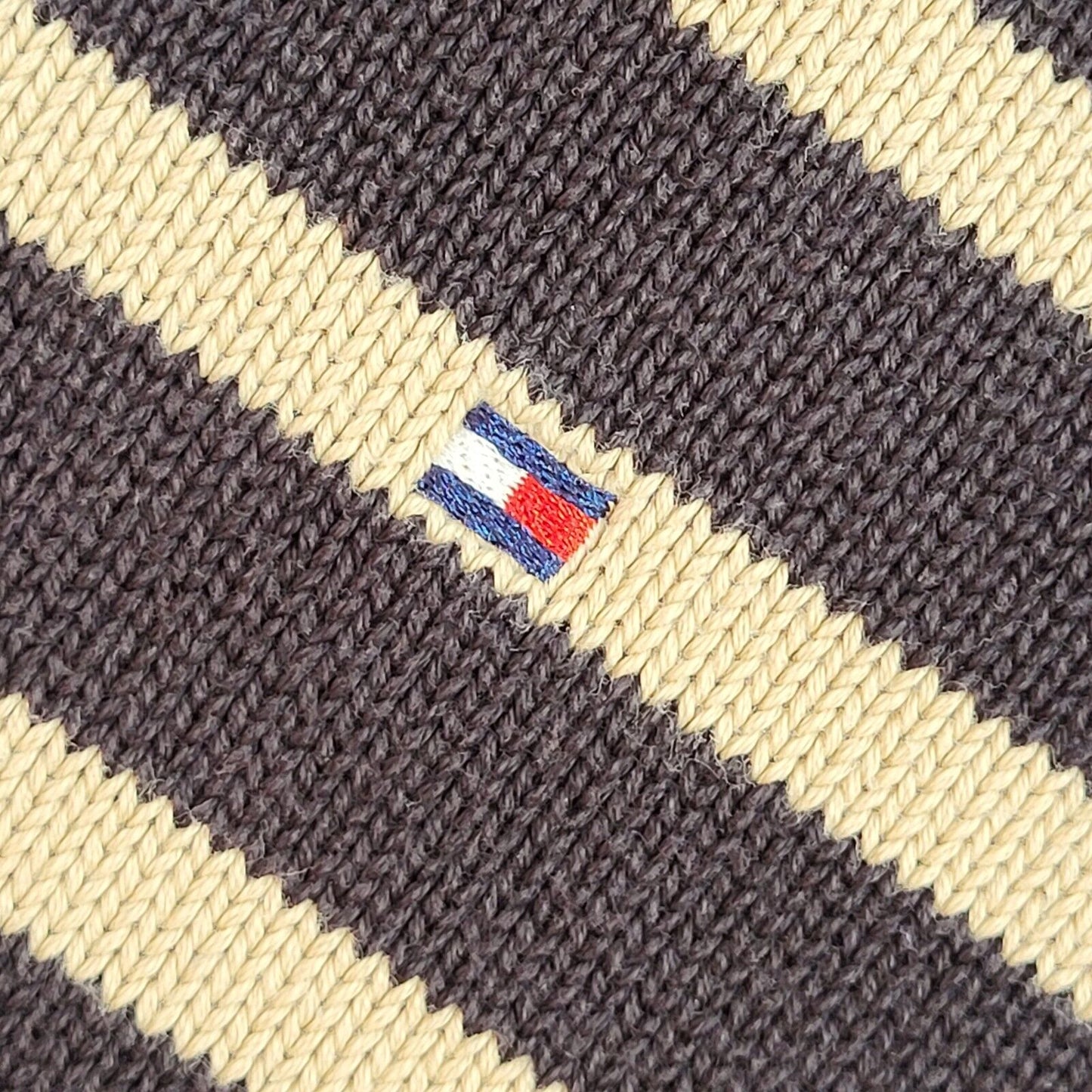 Tommy Hilfiger Blue & Beige Striped High Neck Jumper Uk Men's Size Large