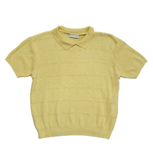 Janique Vintage 80's Yellow Collared Short Sleeve Jumper UK Womens Size 16